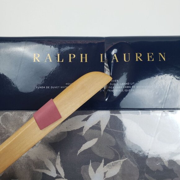 Ralph Lauren Home Avery Full/Queen Duvet Cover Grey Floral Chrysanthemum Heather - Picture 9 of 16